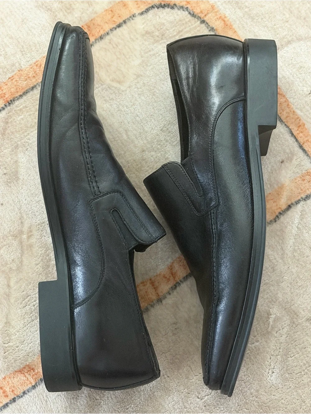 Monte Rosso Black Leather Slip-On Loafers for Men